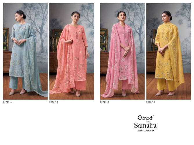 Samaira 2727 By Ganga Linen Printed Premium Cotton Dress Material Wholesale Price In Surat